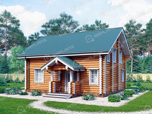 Проект деревянного дома из бревна 8 на 10 м с 3 спальнями