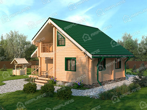 Проект деревянного дома из бруса 7 на 8 с террасой