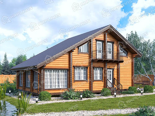 Готовый проект деревянного дома из бруса с 3 спальнями