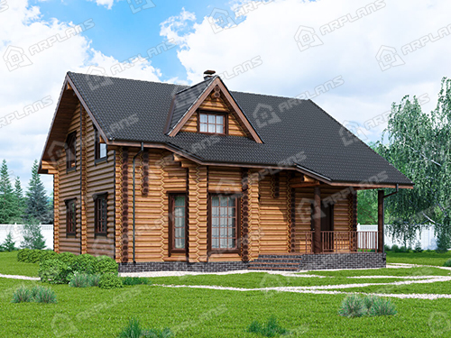 Готовый проект деревянного дома из бревна 9 на 13 с эркером