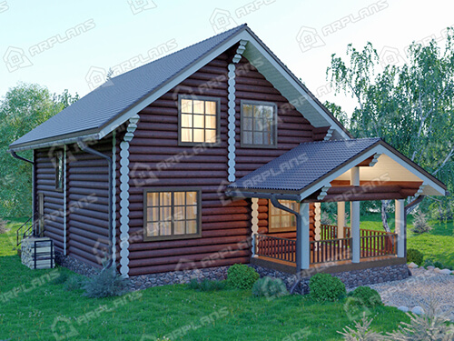 Готовый проект деревянного дома из бревна 8 на 11 м с мансардой