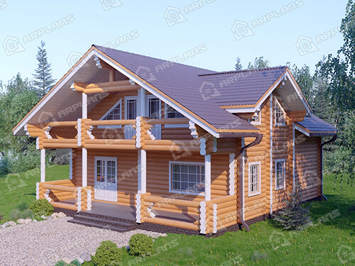 Готовый проект деревянного дома 9 на 11 м с мансардой и террасой