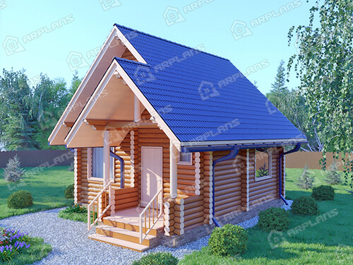 Готовый проект деревянного дома из бревна 6 на 6 м с мансардой