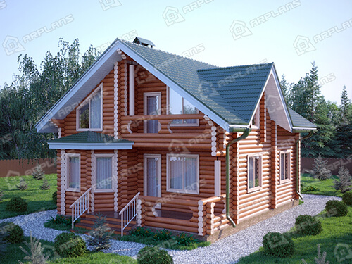 Готовый проект деревянного дома из бревна 8 на 12 м с сауной