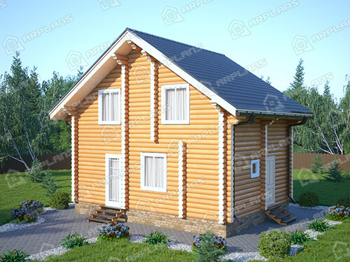 Готовый проект деревянного дома 6 на 8 м с 3 спальнями