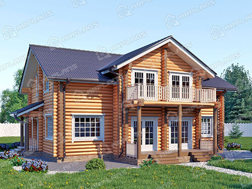 Проект деревянного дома из бревна 10 на 13 м с террасой
