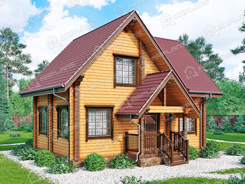Проект деревянного дома из бруса 6 на 9 м с 3 спальнями