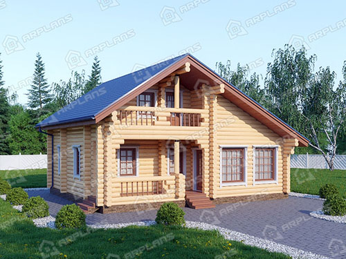 Проект деревянного дома из бревна 8 на 10 м с террасой