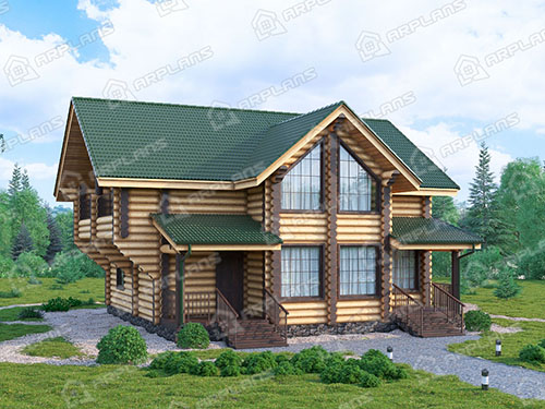 Готовый проект деревянного дома из бревна 10 на 10 м с мансардой