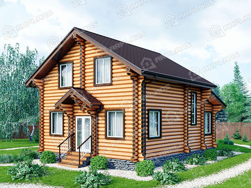 Готовый проект деревянного дома из бревна 7 на 9 м с мансардой