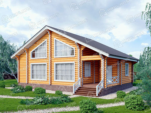Готовый проект деревянного дома из бревна 10 на 14 м с мансардой