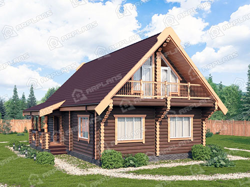 Готовый проект деревянного дома из бревна 8 на 12 м для узкого участка