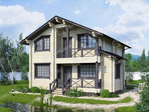 Готовый проект деревянного дома из бруса 9 на 10 м с 3 спальнями