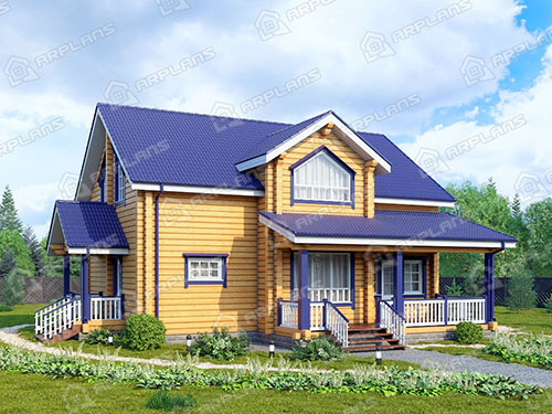 Готовый проект деревянного дома из бруса 9 на 11 м с 3 спальнями