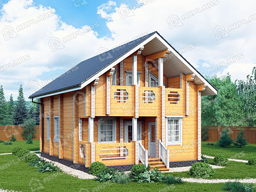 Готовый проект деревянного дома из бруса 7 на 10 м с террасой