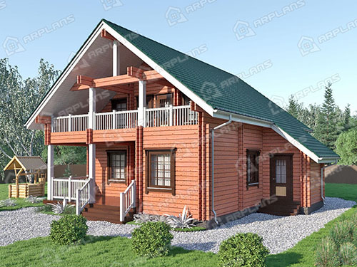 Готовый проект деревянного дома из двойного бруса 11 на 11 м с 3 спальнями