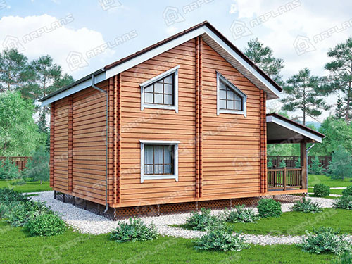 Готовый проект деревянного дома из двойного бруса 7 на 8 м с 3 спальнями