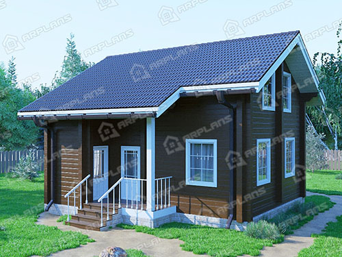 Готовый проект деревянного дома из бруса 7 на 8 м с 3 спальнями