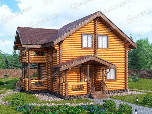 Готовый проект деревянного дома из бревна 7 на 8 м с мансардой